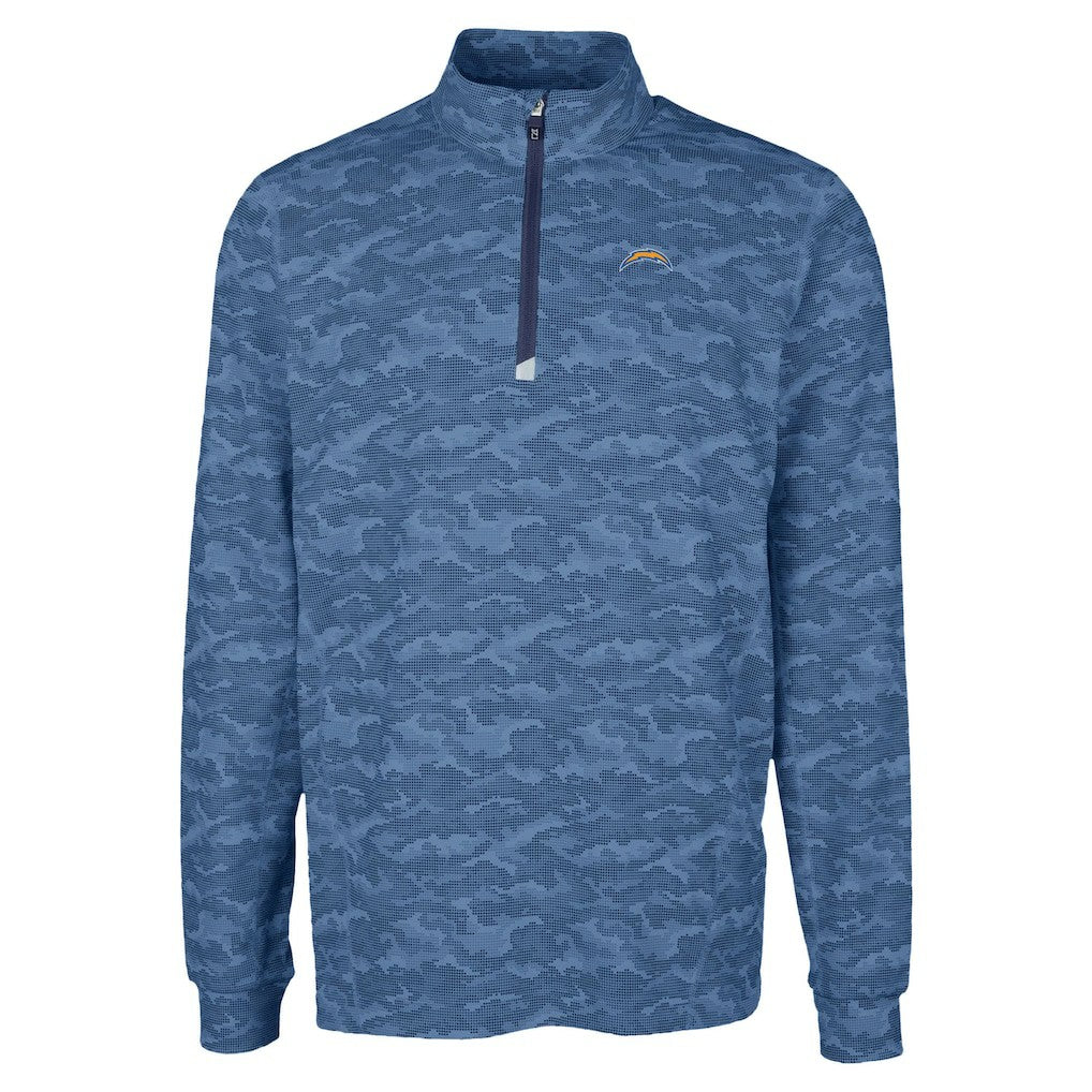 Los Angeles Chargers Cutter & Buck Traverse Camo Print Stretch Quarter-Zip Top Navy - NFL