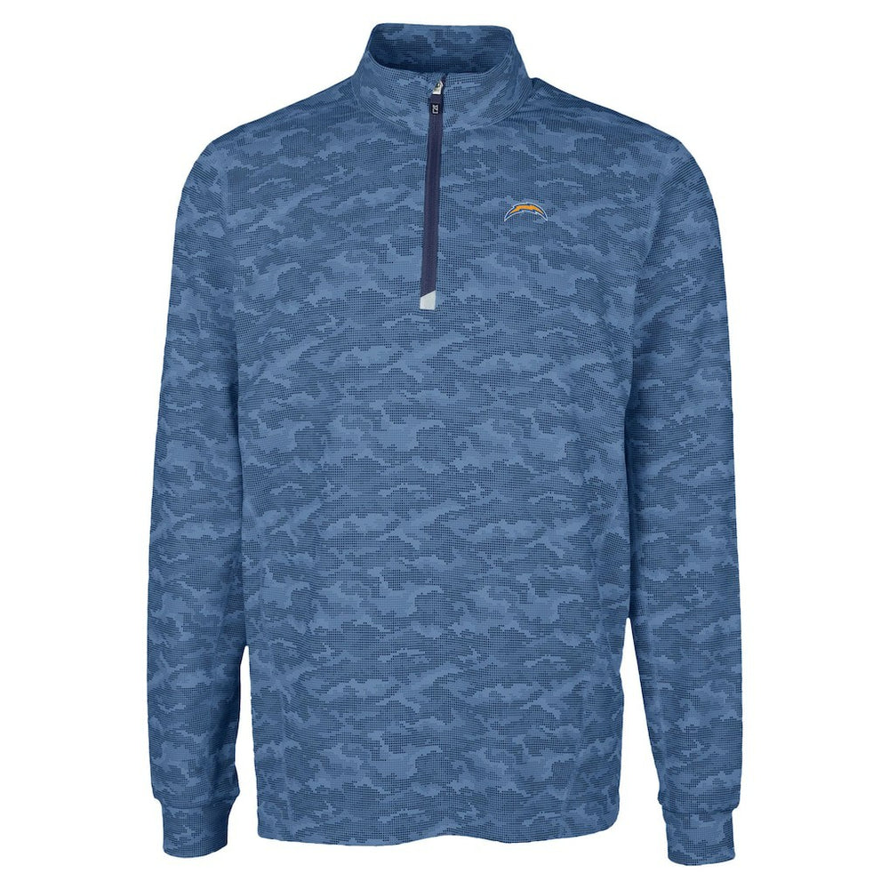 Los Angeles Chargers Cutter & Buck Traverse Camo Print Stretch Quarter-Zip Top Navy - NFL