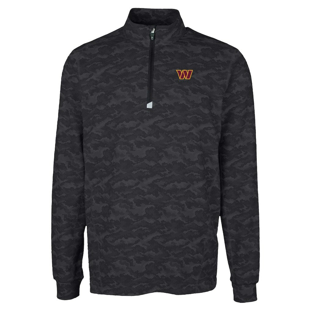 Washington Commanders Cutter & Buck Traverse Camo Print Stretch Quarter-Zip Top Black - NFL