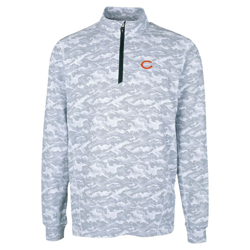 Chicago Bears Cutter & Buck Traverse Camo Print Stretch Quarter-Zip Top Charcoal - NFL