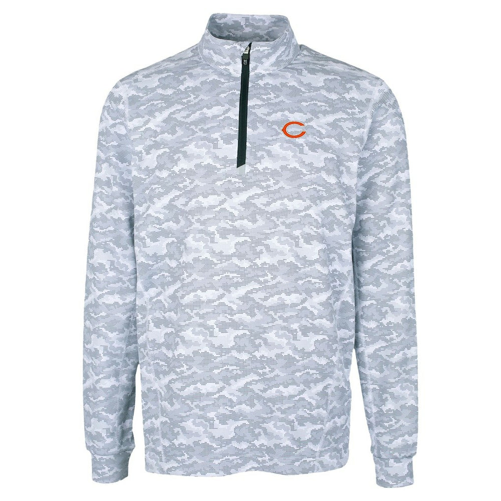 Chicago Bears Cutter & Buck Traverse Camo Print Stretch Quarter-Zip Top Charcoal - NFL