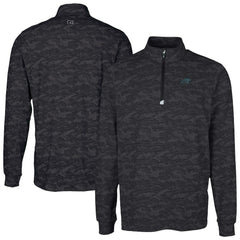 Carolina Panthers Cutter & Buck Traverse Camo Print Stretch Quarter-Zip Top Black - NFL