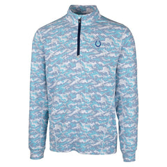 Indianapolis Colts Cutter & Buck Traverse Camo Print Stretch Quarter-Zip Pullover Top Blue - NFL