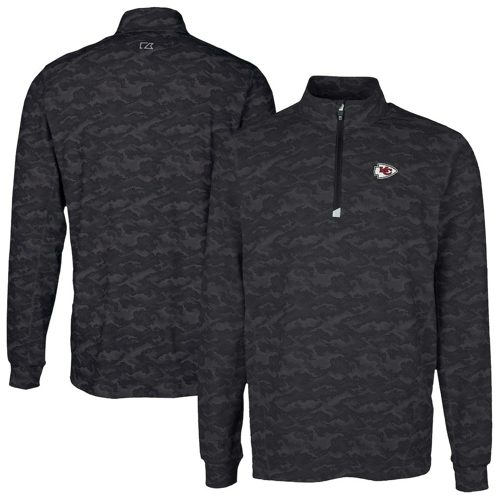 Kansas City Chiefs Cutter & Buck Traverse Camo Print Stretch Quarter-Zip Top Black - NFL