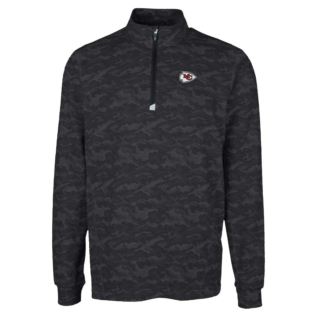 Kansas City Chiefs Cutter & Buck Traverse Camo Print Stretch Quarter-Zip Top Black - NFL