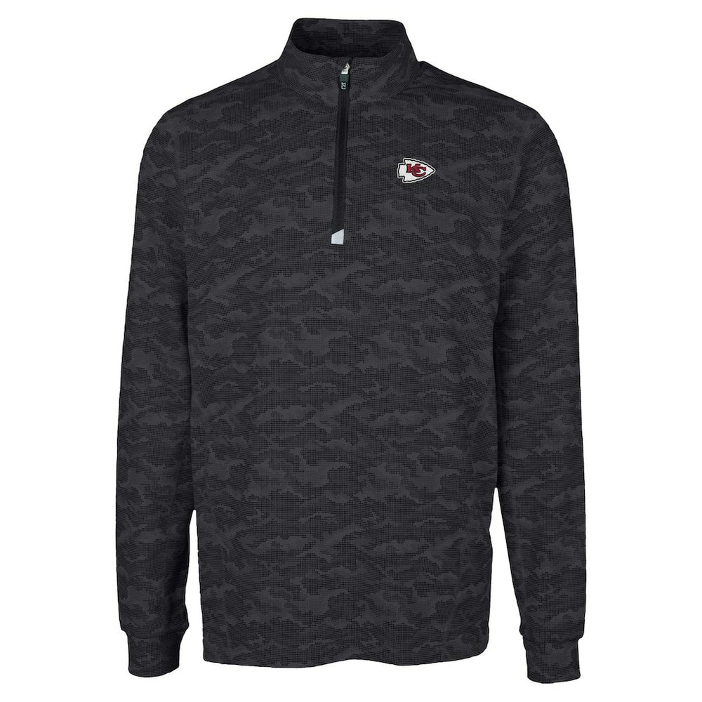 Kansas City Chiefs Cutter & Buck Traverse Camo Print Stretch Quarter-Zip Top Black - NFL