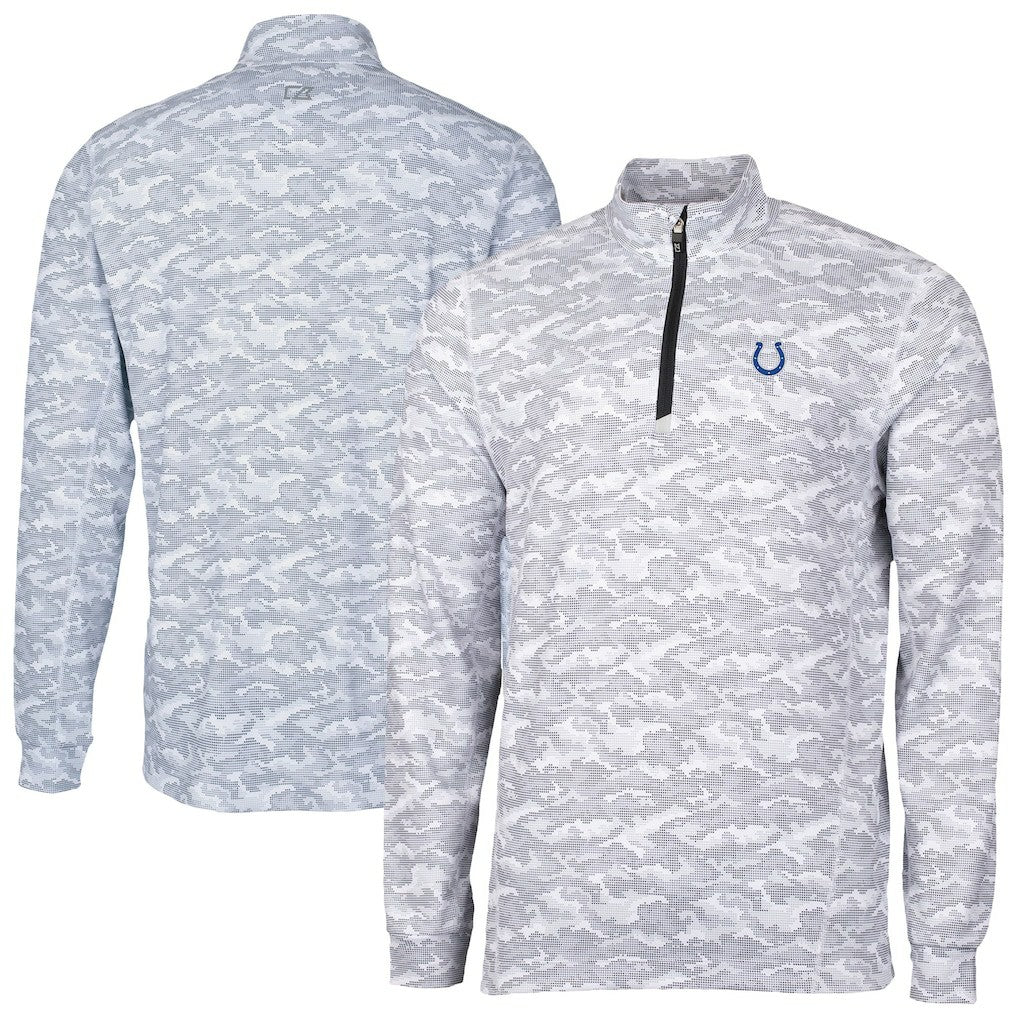 Indianapolis Colts Cutter & Buck Traverse Camo Print Stretch Quarter-Zip Top Charcoal - NFL