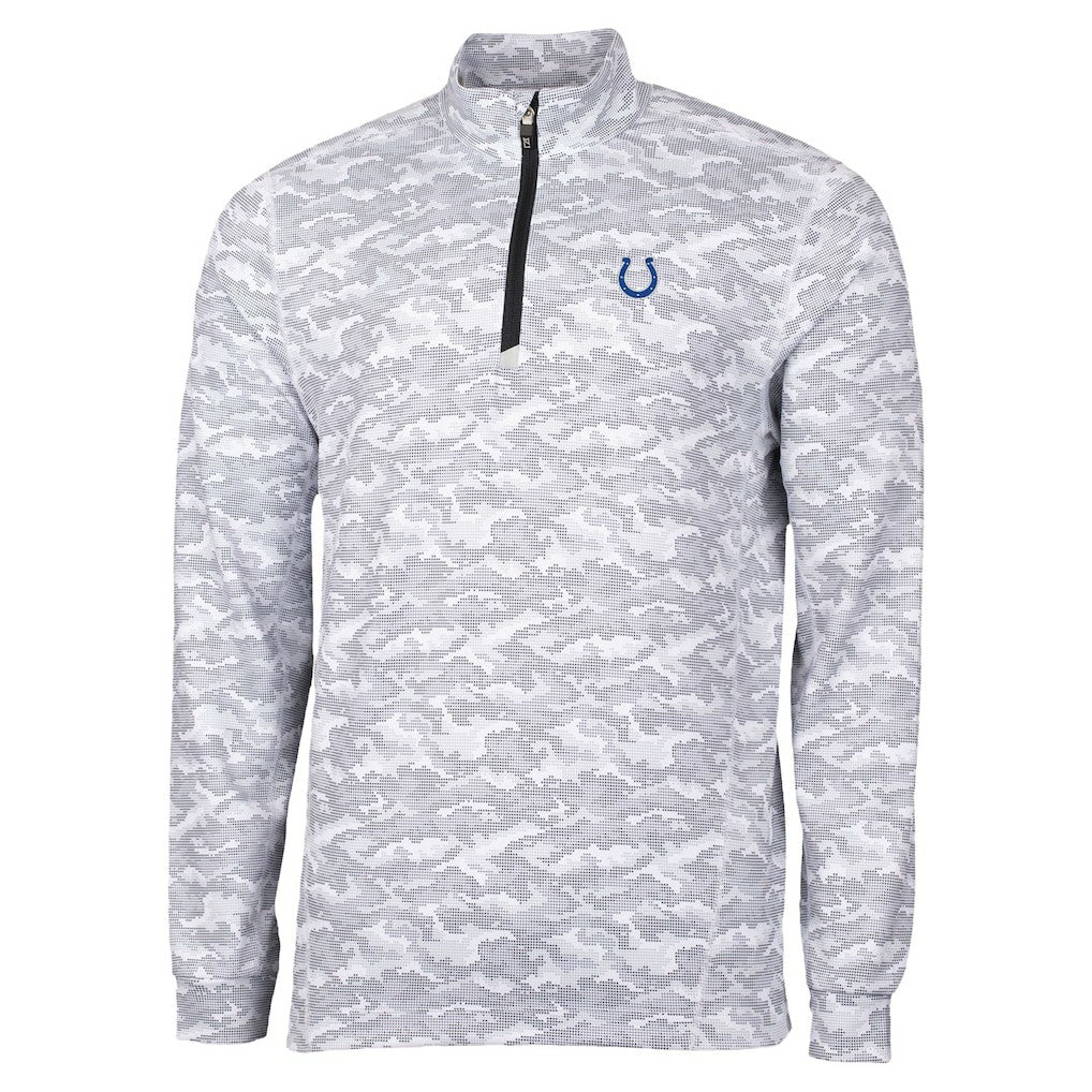Indianapolis Colts Cutter & Buck Traverse Camo Print Stretch Quarter-Zip Top Charcoal - NFL