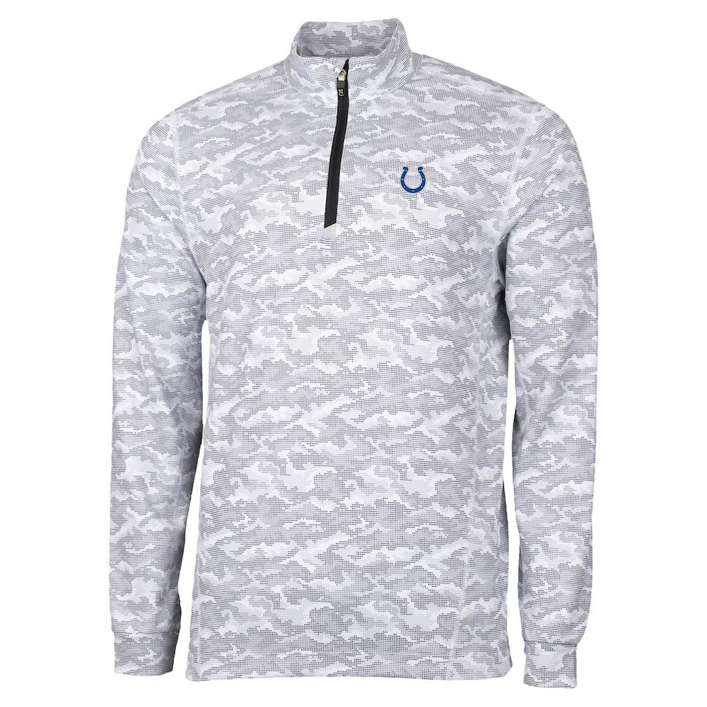 Indianapolis Colts Cutter & Buck Traverse Camo Print Stretch Quarter-Zip Top Charcoal - NFL