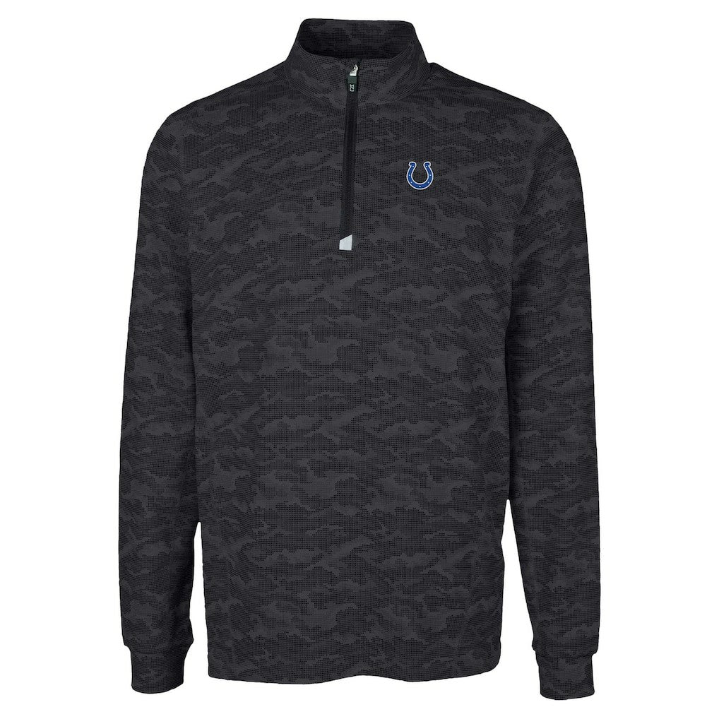 Indianapolis Colts Cutter & Buck Traverse Camo Print Stretch Quarter-Zip Top Black - NFL