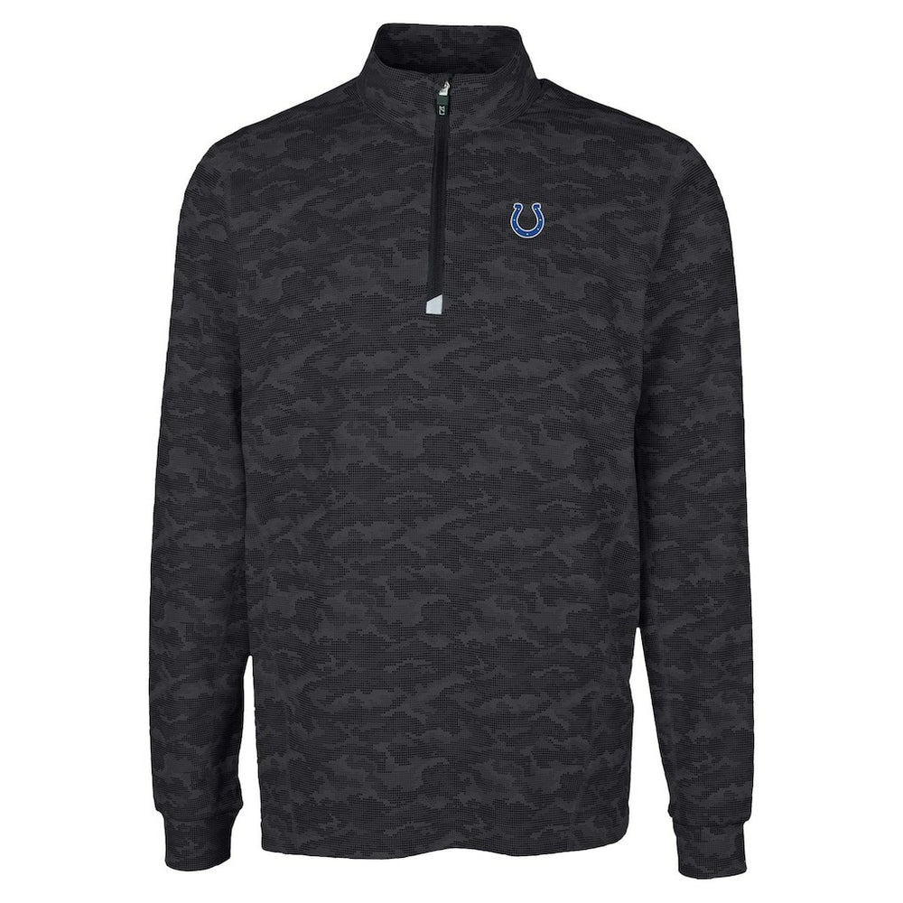 Indianapolis Colts Cutter & Buck Traverse Camo Print Stretch Quarter-Zip Top Black - NFL