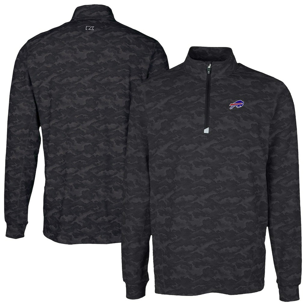 Buffalo Bills Cutter & Buck Traverse Camo Print Stretch Quarter-Zip Top Black - NFL