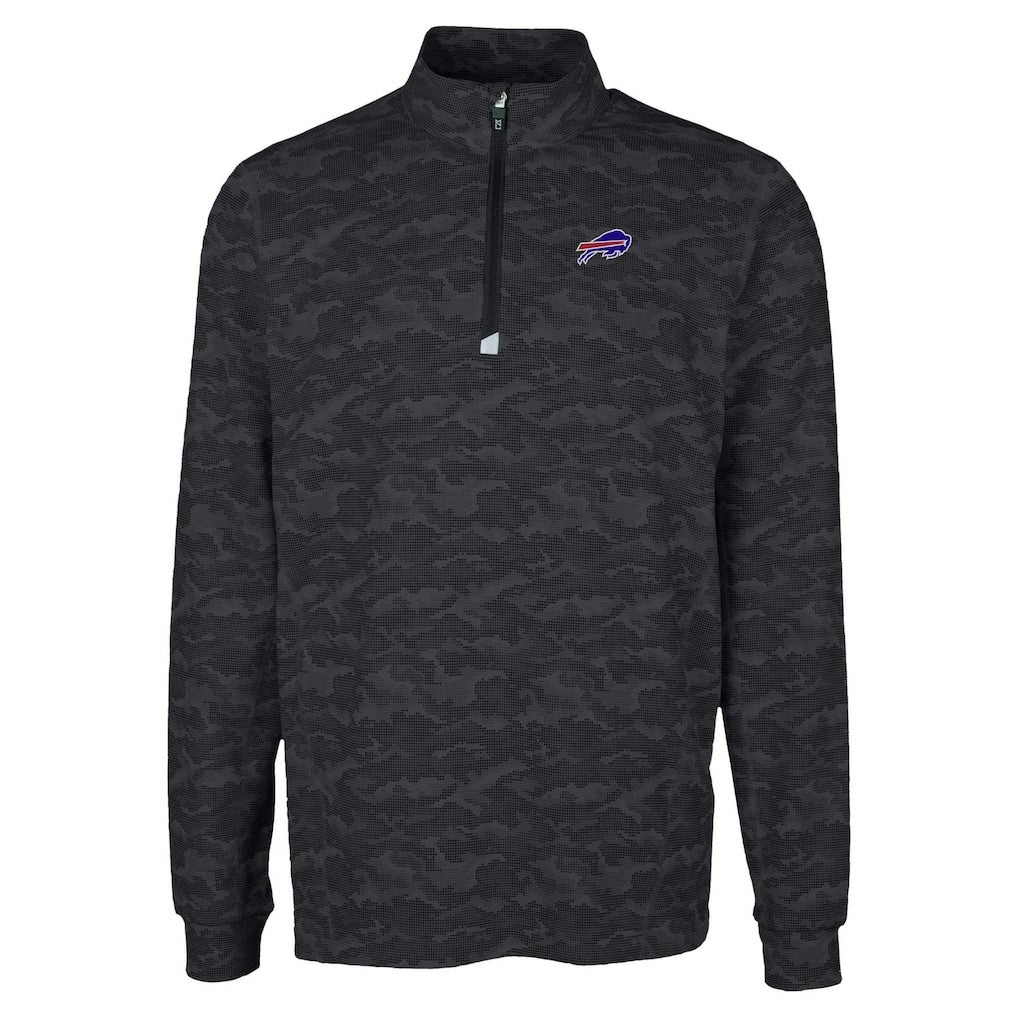 Buffalo Bills Cutter & Buck Traverse Camo Print Stretch Quarter-Zip Top Black - NFL