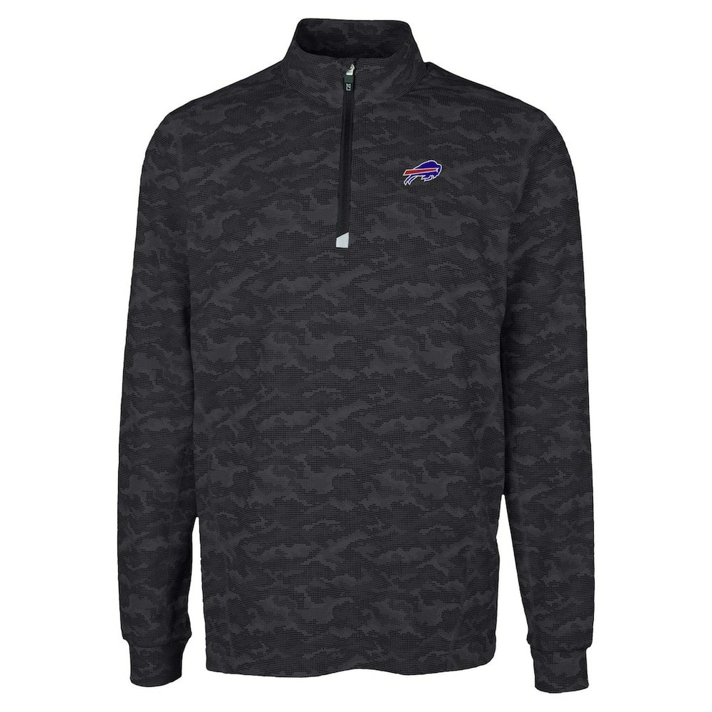Buffalo Bills Cutter & Buck Traverse Camo Print Stretch Quarter-Zip Top Black - NFL