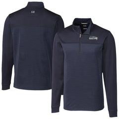 Seattle Seahawks Cutter & Buck Traverse Stripe Stretch DryTec Quarter-Zip Top Navy - NFL