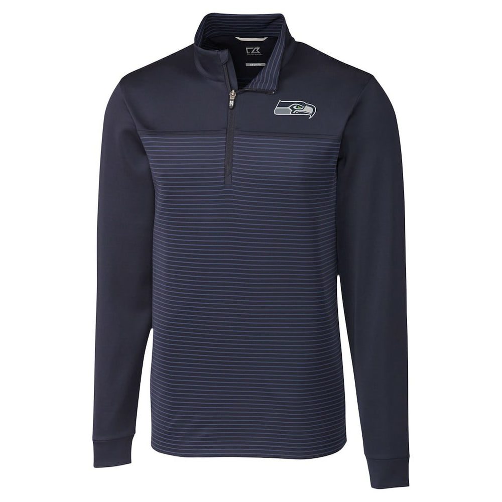 Seattle Seahawks Cutter & Buck Traverse Stripe Stretch DryTec Quarter-Zip Top Navy - NFL