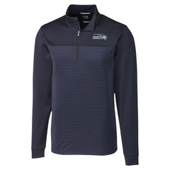 Seattle Seahawks Cutter & Buck Traverse Stripe Stretch DryTec Quarter-Zip Top Navy - NFL