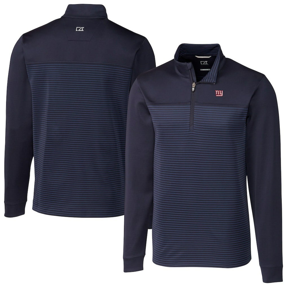 New York Giants Cutter & Buck Traverse Stripe Stretch DryTec Quarter-Zip Top Navy - NFL