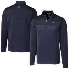 New York Giants Cutter & Buck Traverse Stripe Stretch DryTec Quarter-Zip Top Navy - NFL