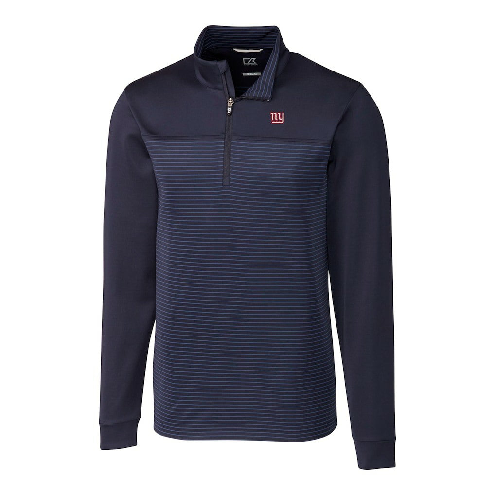 New York Giants Cutter & Buck Traverse Stripe Stretch DryTec Quarter-Zip Top Navy - NFL