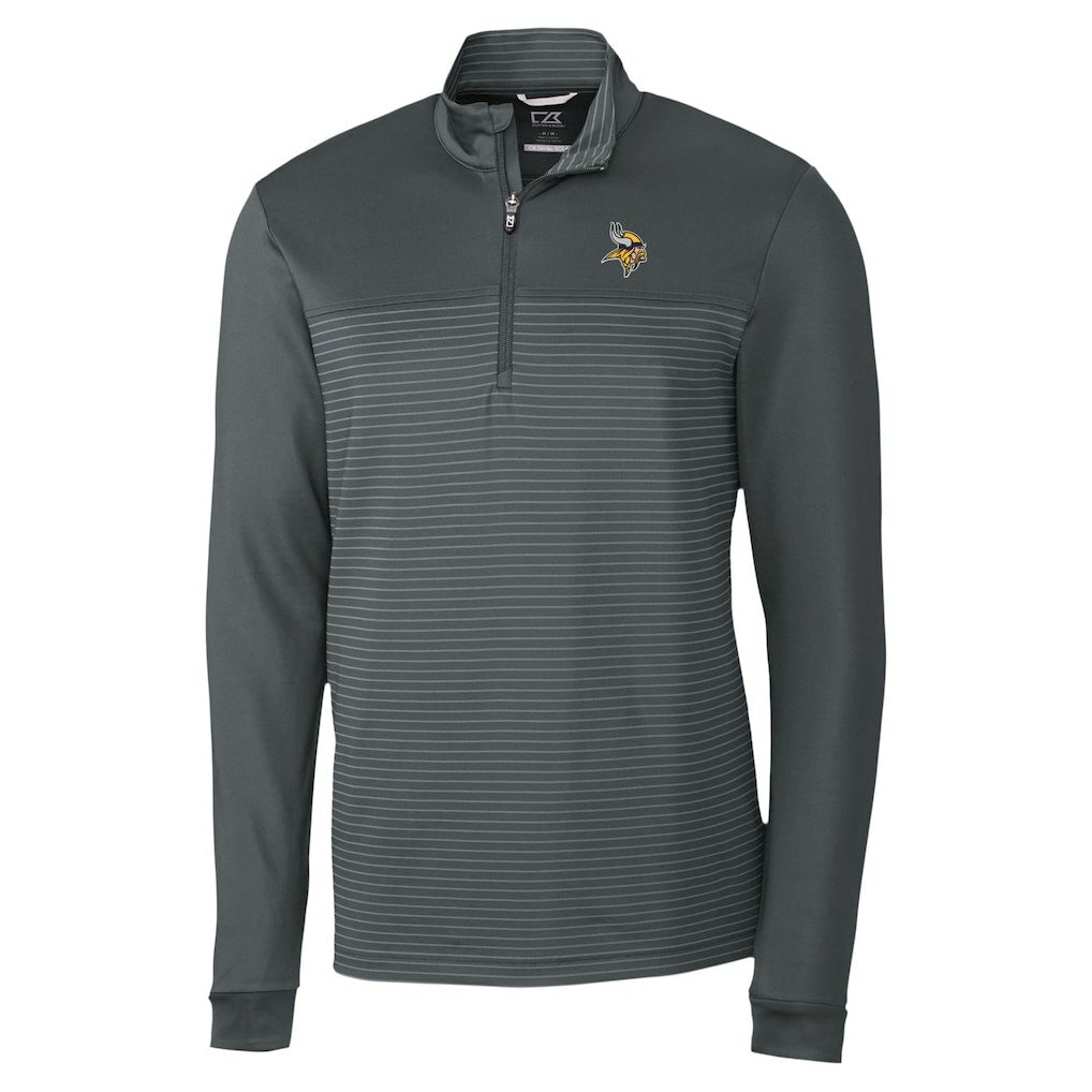 Minnesota Vikings Cutter & Buck Traverse Stripe Stretch DryTec Quarter-Zip Top Gray - NFL