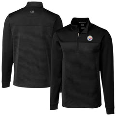 Pittsburgh Steelers Cutter & Buck Traverse Stripe Stretch DryTec Quarter-Zip Top Black - NFL