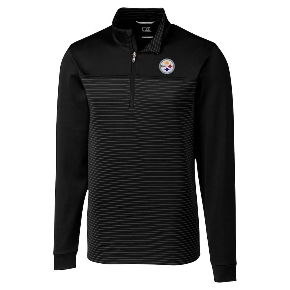 Pittsburgh Steelers Cutter & Buck Traverse Stripe Stretch DryTec Quarter-Zip Top Black - NFL