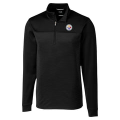 Pittsburgh Steelers Cutter & Buck Traverse Stripe Stretch DryTec Quarter-Zip Top Black - NFL