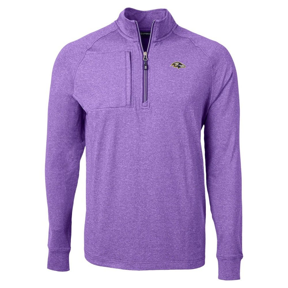 Baltimore Ravens Cutter & Buck Adapt Eco Raglan Quarter-Zip Jacket Heather Purple - NFL