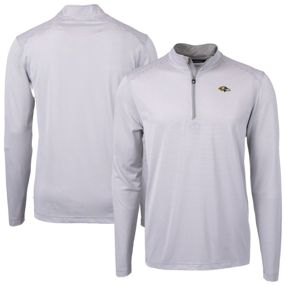 Baltimore Ravens Cutter & Buck Virtue Eco Pique Micro Stripe Quarter-Zip Jacket Gray - NFL