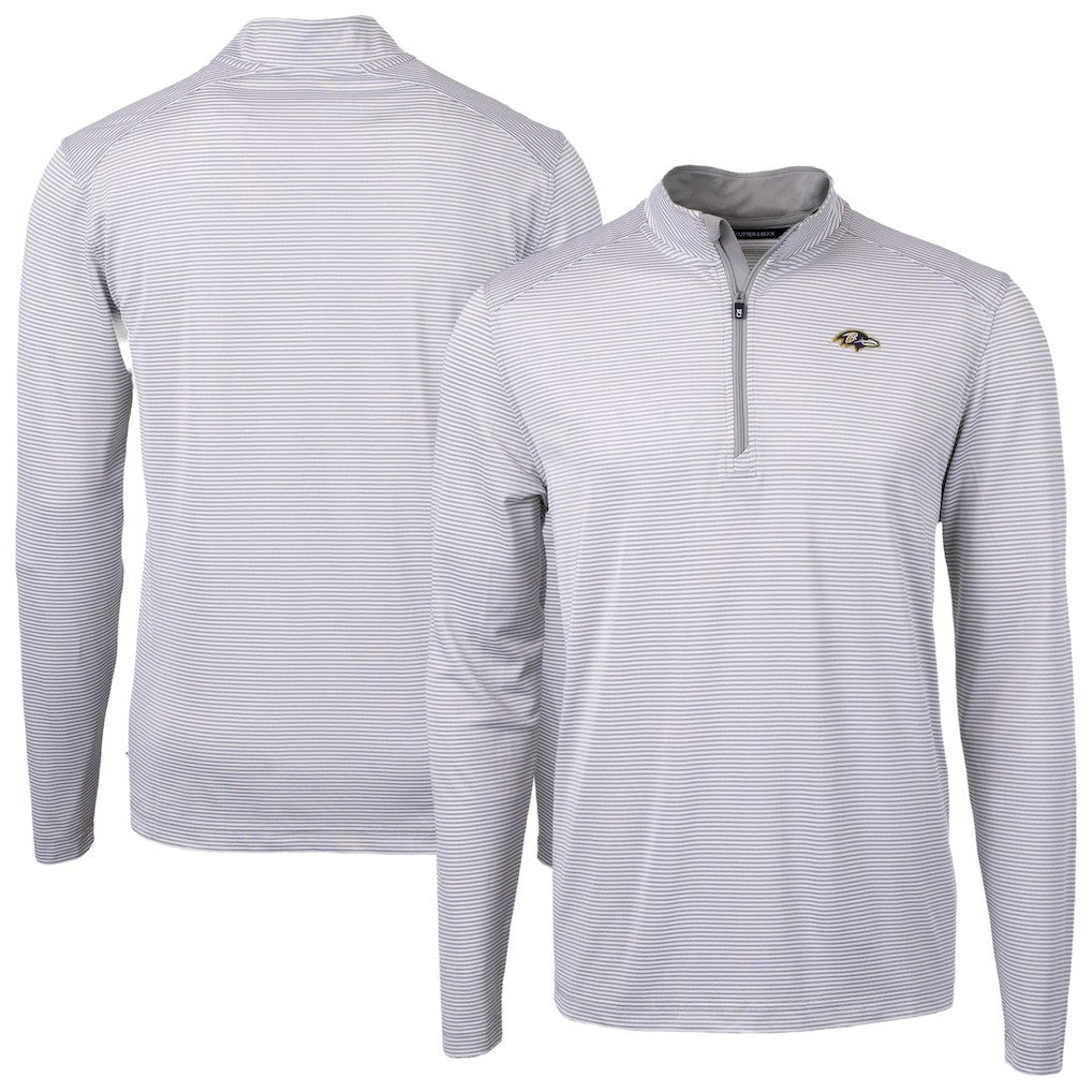 Baltimore Ravens Cutter & Buck Virtue Eco Pique Micro Stripe Quarter-Zip Jacket Gray - NFL