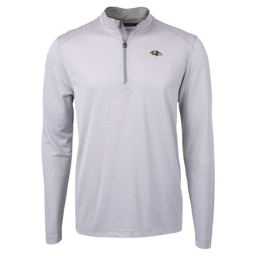 Baltimore Ravens Cutter & Buck Virtue Eco Pique Micro Stripe Quarter-Zip Jacket Gray - NFL