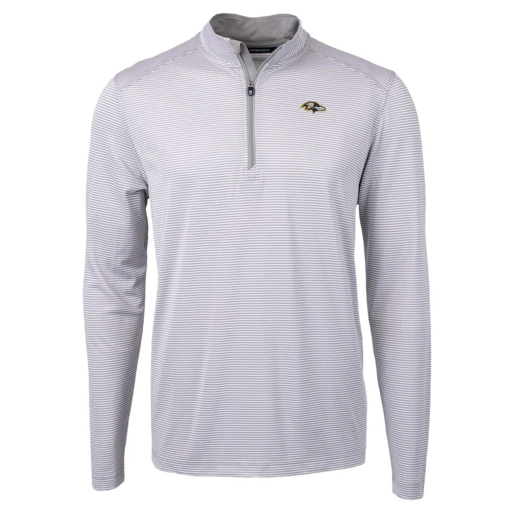 Baltimore Ravens Cutter & Buck Virtue Eco Pique Micro Stripe Quarter-Zip Jacket Gray - NFL