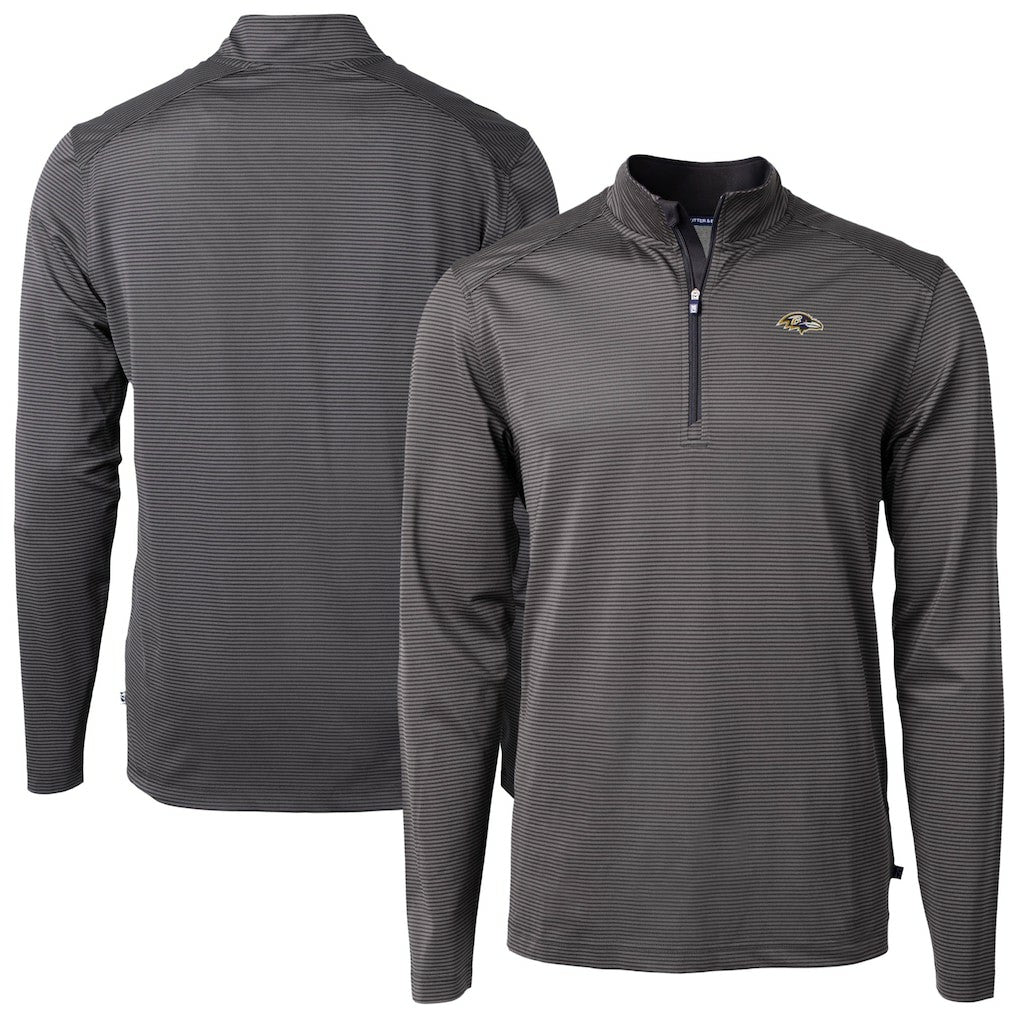 Baltimore Ravens Cutter & Buck Virtue Eco Pique Micro Stripe Quarter-Zip Jacket Black - NFL