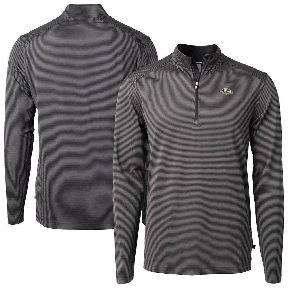 Baltimore Ravens Cutter & Buck Virtue Eco Pique Micro Stripe Quarter-Zip Jacket Black - NFL