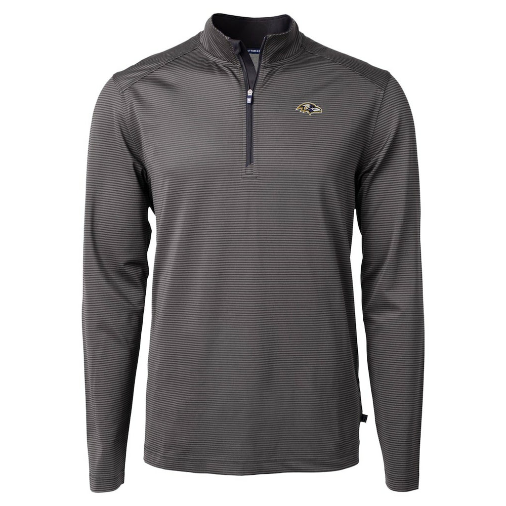 Baltimore Ravens Cutter & Buck Virtue Eco Pique Micro Stripe Quarter-Zip Jacket Black - NFL