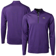 Baltimore Ravens Cutter & Buck Virtue Eco Pique Micro Stripe Quarter-Zip Jacket Purple - NFL