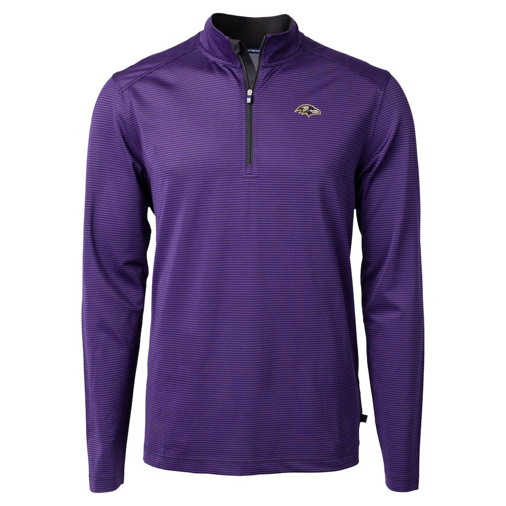 Baltimore Ravens Cutter & Buck Virtue Eco Pique Micro Stripe Quarter-Zip Jacket Purple - NFL
