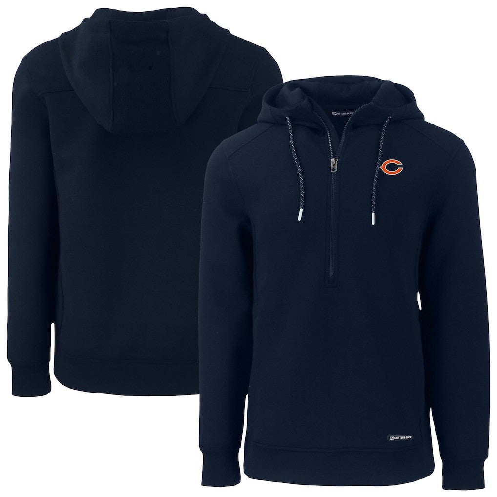Chicago Bears Cutter & Buck Roam Eco Recycled Half-Zip Hoodie Navy - NFL