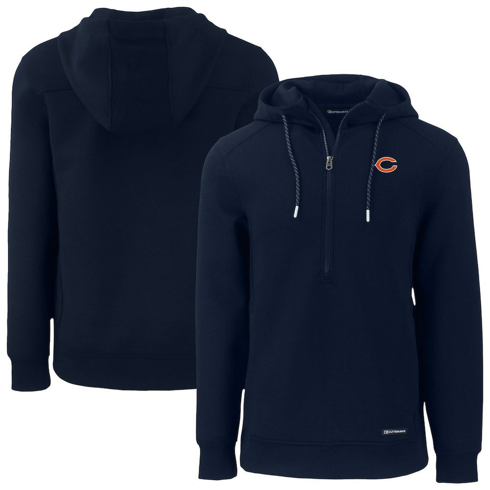 Chicago Bears Cutter & Buck Roam Eco Recycled Half-Zip Hoodie Navy - NFL