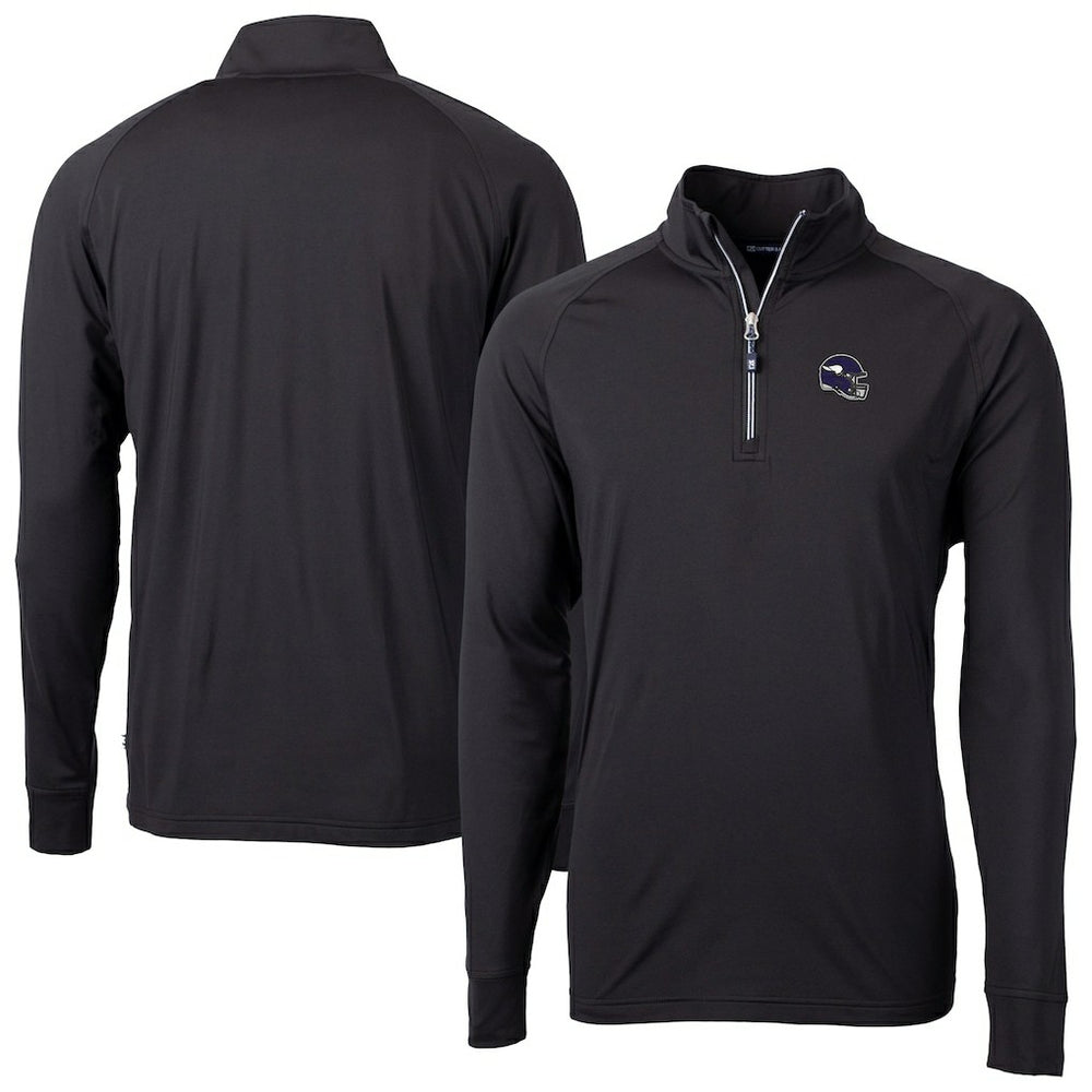 Minnesota Vikings Cutter & Buck Big & Tall Adapt Eco DryTec Raglan Quarter-Zip Jacket Black - NFL