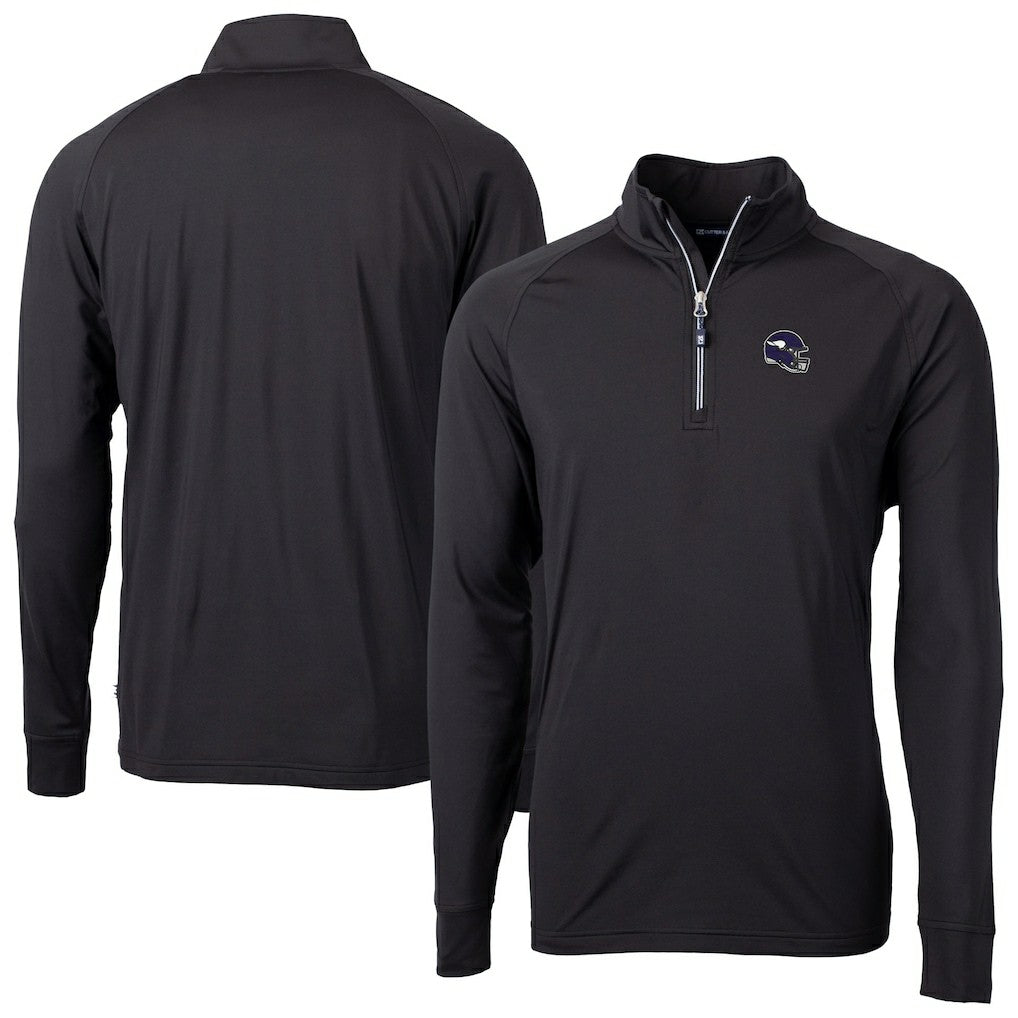 Minnesota Vikings Cutter & Buck Big & Tall Adapt Eco DryTec Raglan Quarter-Zip Jacket Black - NFL