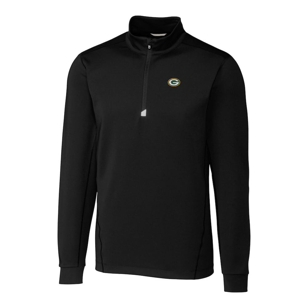 Green Bay Packers Cutter & Buck Big & Tall Traverse Eco Tri-Blend DryTec Quarter-Zip Jacket Black - NFL