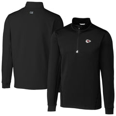 Kansas City Chiefs Cutter & Buck Big & Tall Traverse Eco Tri-Blend DryTec Quarter-Zip Jacket Black - NFL
