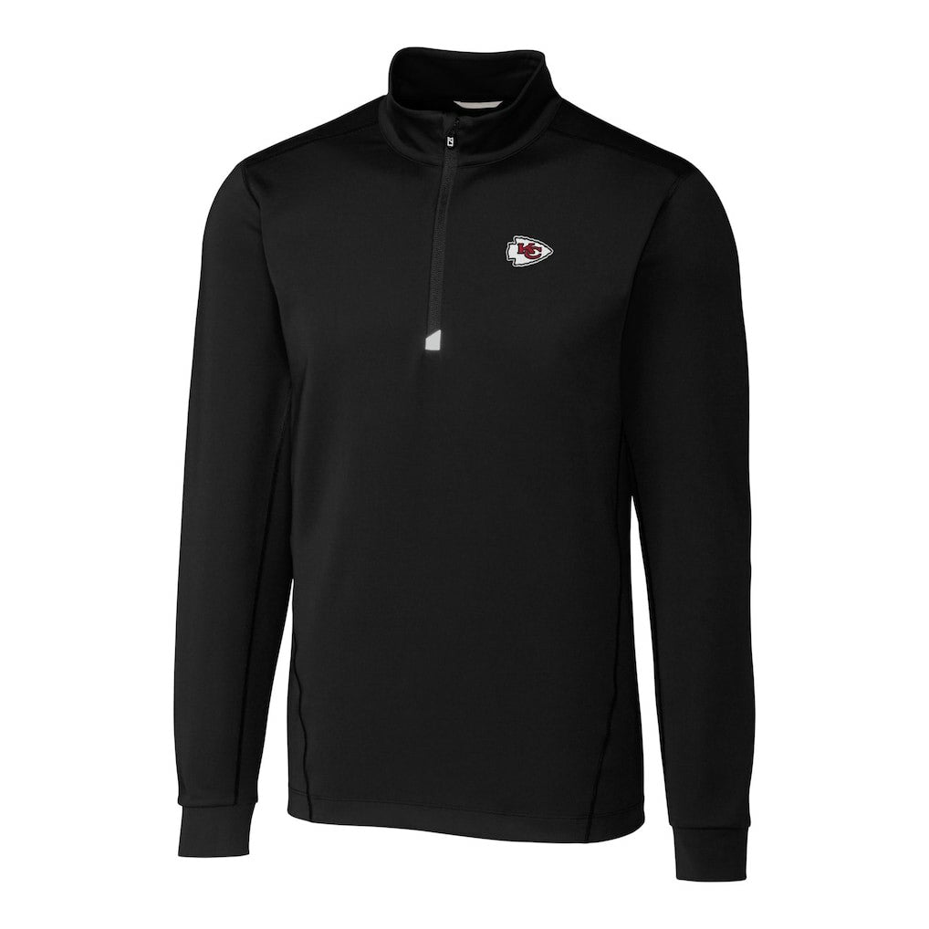 Kansas City Chiefs Cutter & Buck Big & Tall Traverse Eco Tri-Blend DryTec Quarter-Zip Jacket Black - NFL