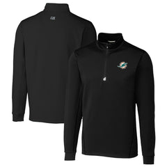 Miami Dolphins Cutter & Buck Big & Tall Traverse Eco Tri-Blend DryTec Quarter-Zip Jacket Black - NFL