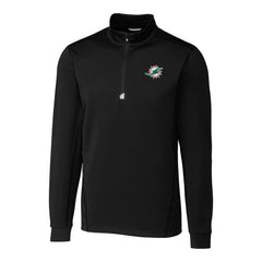 Miami Dolphins Cutter & Buck Big & Tall Traverse Eco Tri-Blend DryTec Quarter-Zip Jacket Black - NFL