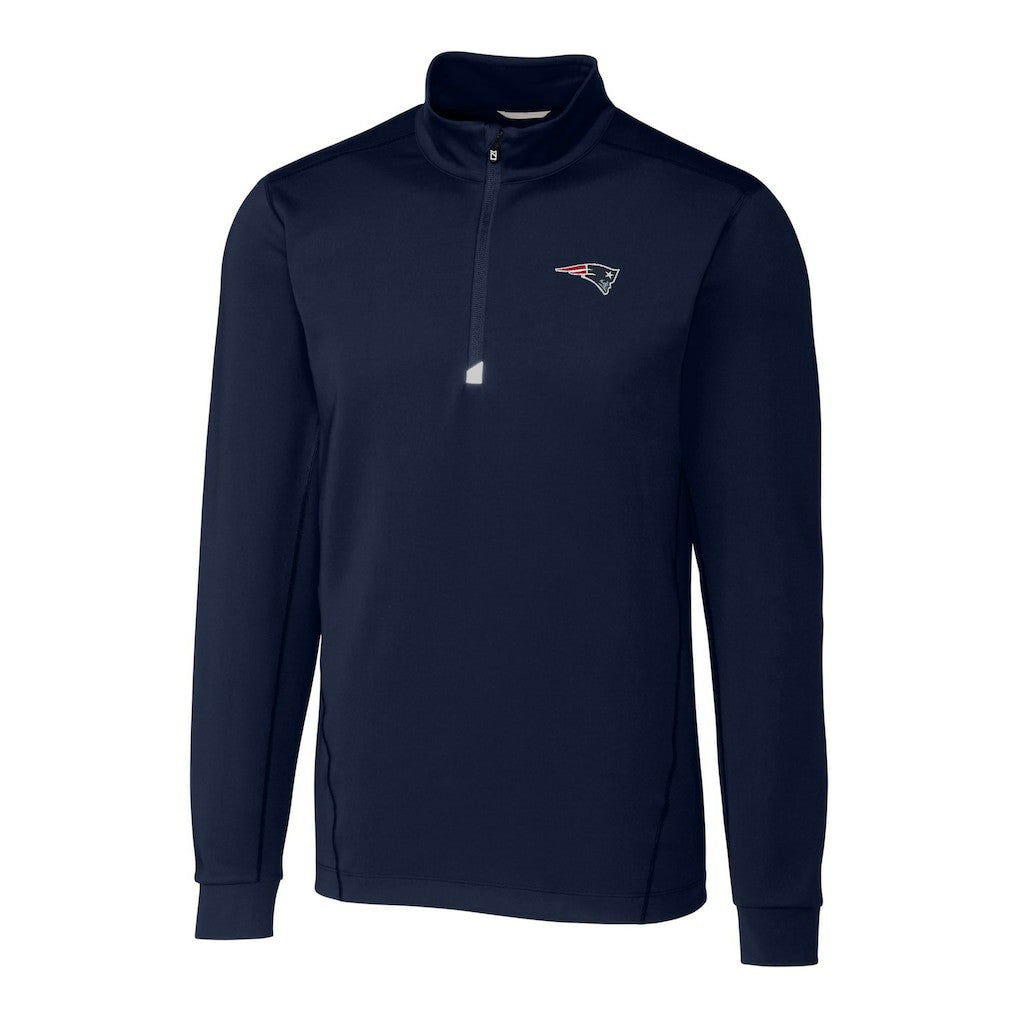 New England Patriots Cutter & Buck Big & Tall Traverse Eco Tri-Blend DryTec Quarter-Zip Jacket Navy - NFL