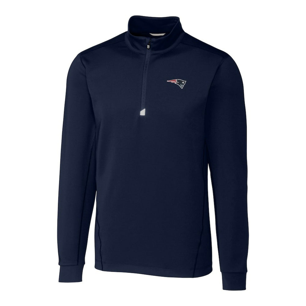 New England Patriots Cutter & Buck Big & Tall Traverse Eco Tri-Blend DryTec Quarter-Zip Jacket Navy - NFL