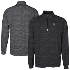 Minnesota Vikings Cutter & Buck Big & Tall Traverse Eco Camo Tri-Blend DryTec Quarter-Zip Jacket Black - NFL